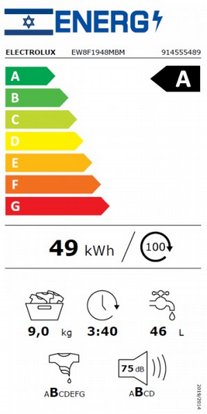 ����� ����� ��� ���� 9 �"� Electrolux ��� EW8F1948MBM ����� ����� ������